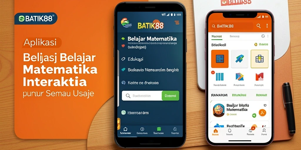 Antarmuka aplikasi BATIK88 yang menarik dan interaktif untuk belajar matematika.