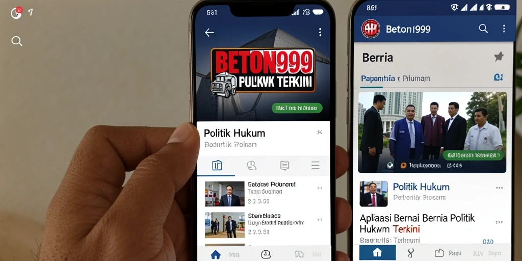 Screenshot aplikasi BETON999 menampilkan antarmuka berita Politik Hukum.