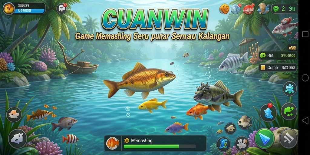 Antarmuka mengasyikkan CUANWIN saat memancing di lokasi indah.