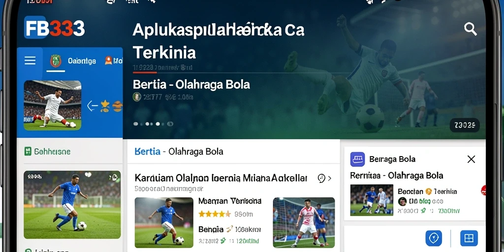 Antarmuka sederhana dan menarik dari aplikasi FB333 untuk berita olahraga bola.