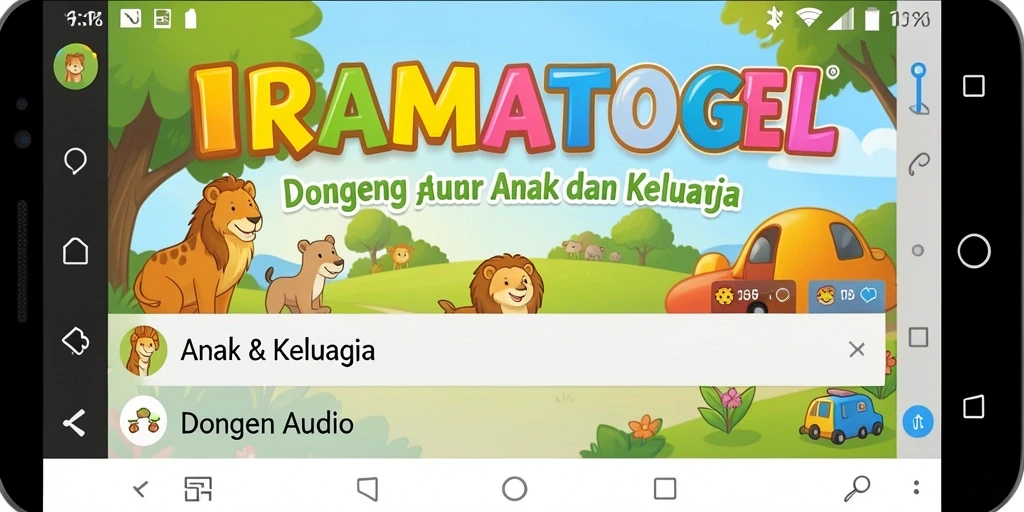 Antarmuka aplikasi IRAMATOGEL menampilkan berbagai pilihan dongeng audio yang menarik.
