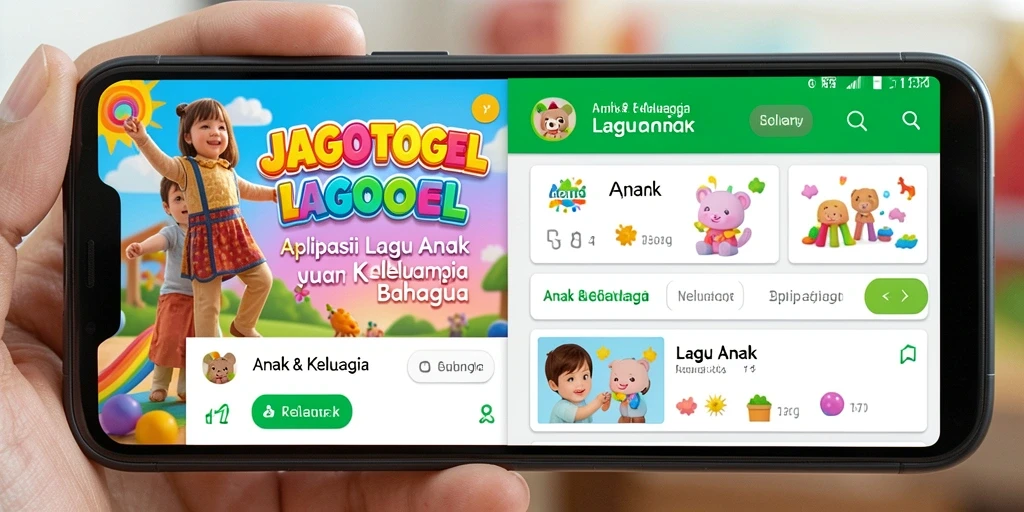 Tampilan antarmuka JAGOTOGEL yang ramah anak dengan berbagai lagu.