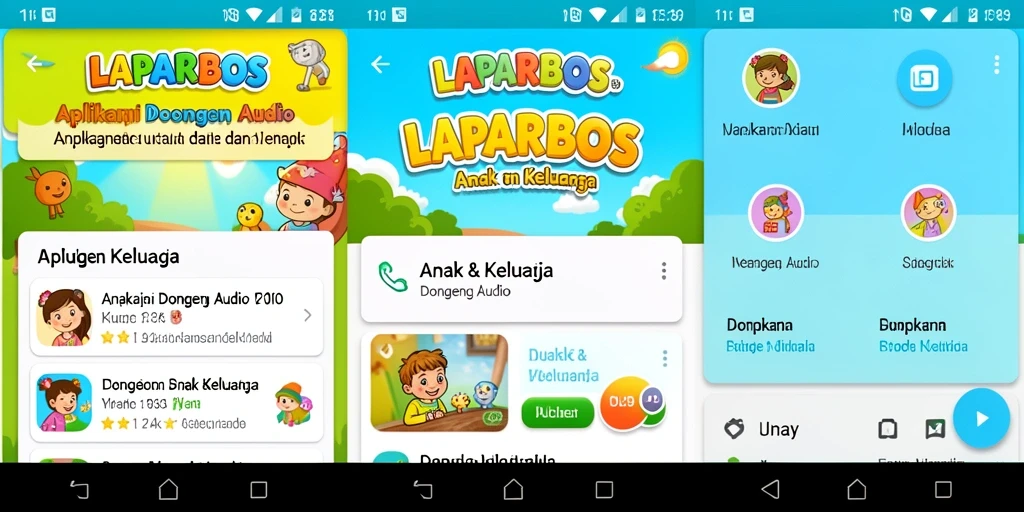 Antarmuka LAPARBOS yang menarik dan mudah digunakan untuk mendengarkan dongeng.