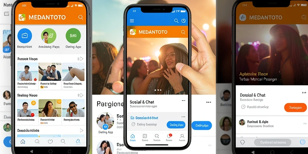 Screenshot antarmuka MEDANTOTO dengan tampilan menarik untuk aplikasi Dating App.