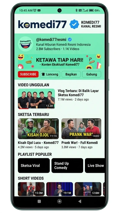 Kanal Resmi Komedi77 untuk Pengguna Android